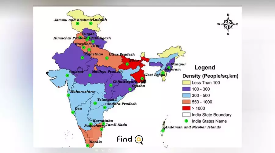 نقشه جمعیت کشور هند