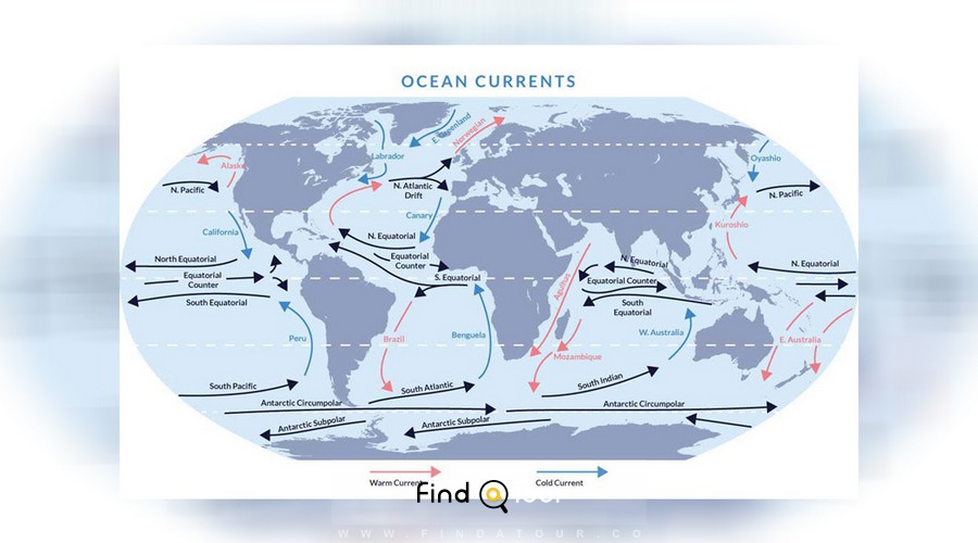 نقشه جریان های اقیانوسی