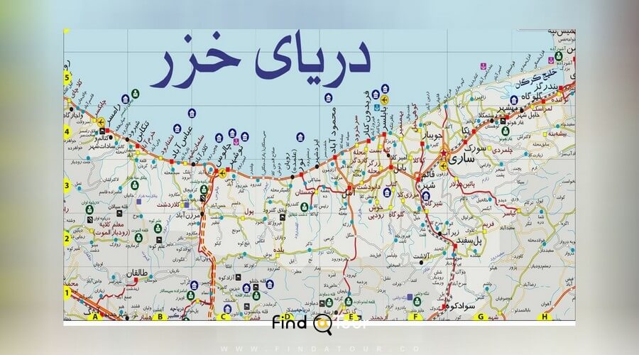 نقشه شهرها و روستاهای مازندران