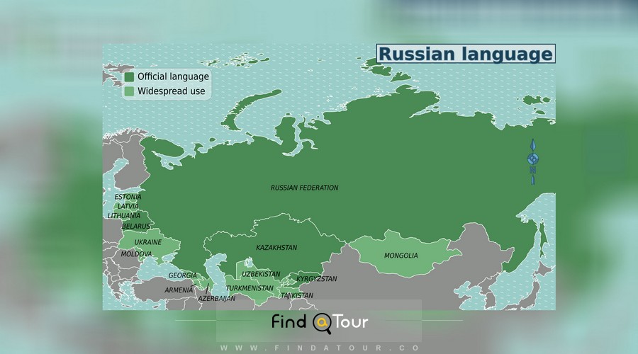 نقشه زبان های روسیه