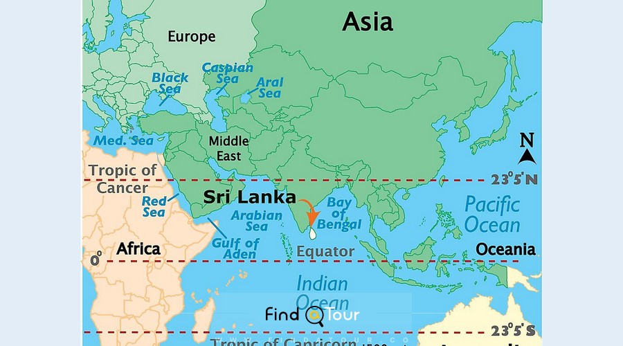 نقشه جدید سریلانکا در آسیا