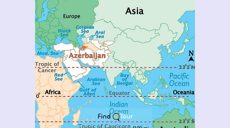 نقشه جدید کشور آذربایجان در آسیا
