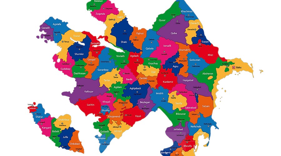 نقشه تقسیمات کشوری جمهوری آذربایجان