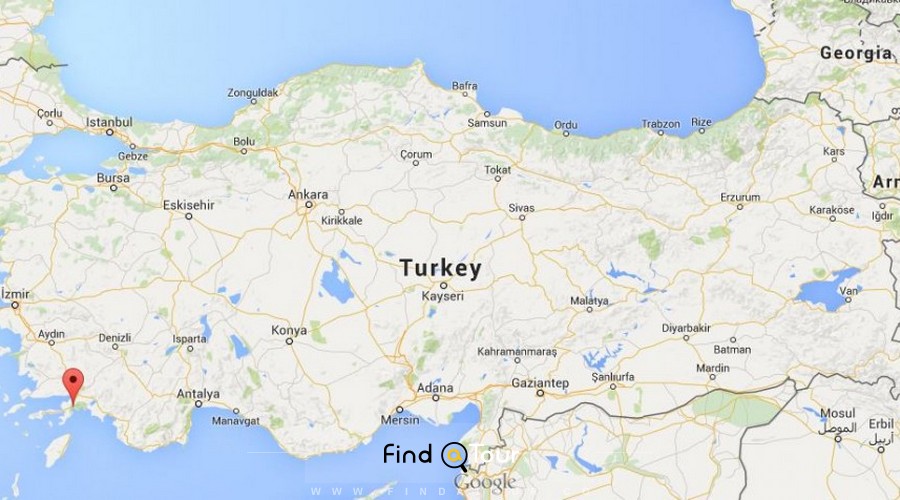 شهر مارماریس در نقشه ترکیه